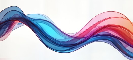 Fototapeta premium Abstract 3D wave design with iridescent colors. Futuristic shapes, dynamic lines create flowing form. Multicolored layers of transparent glass-like material. Dynamic colors give tech, fashion