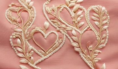 A vibrant pattern of hearts intertwined leaves, creating a dynamic and romantic design.