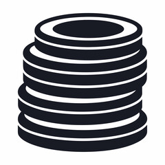 Stacked Coins Icon Silhouette Vector