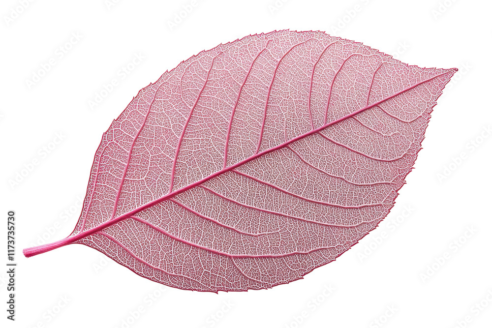 Poster delicate transparent leaf showcasing intricate vein patterns on a white background, ideal for nature