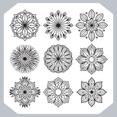 Obraz premium Minimalist Mandala Icon Designs Perfect Vector Silhouettes