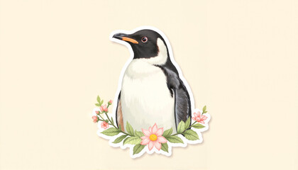 Obraz premium Penguin print on white background