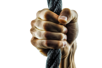 Hand gripping a bright orange stress ball on a transparent background showcasing relaxation and stress relief techniques
