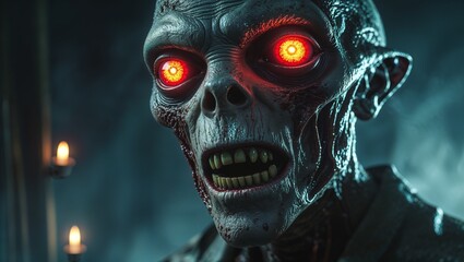 Terrifying Alien Creature in Horror Movie Atmosphere
