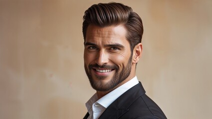 Charming Businessman with Confident Smile and Stylish, Refined Appearance