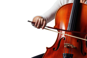 Elegant hand playing violin with precise finger placement on the string, showcasing musical skill...