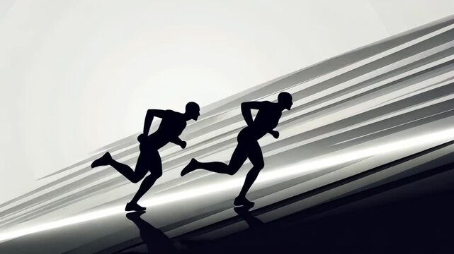 Dynamic Silhouette Vector Illustration of Running Athletes in Action