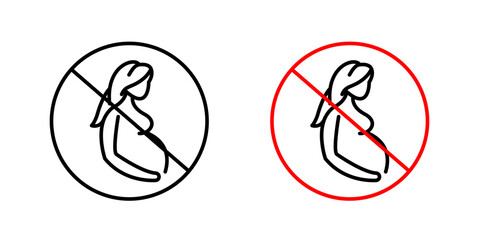 Forbidden pregnant icons set vectors on white background.