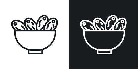 Islamic food date icons set vectors on white background.