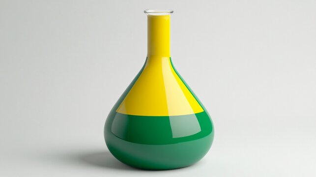 Abstract Green and Yellow Glass Erlenmeyer Flask