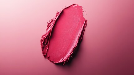 Creamy pink lipstick is smeared on a matching pink background, creating a luxurious and visually appealing texture that highlights the product's smooth consistency and vibrant color