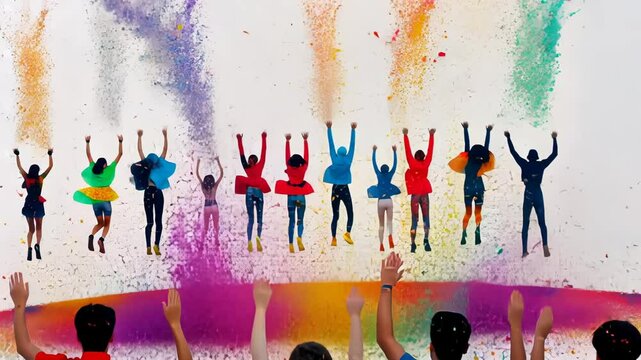 Vibrant Silhouette of People Dancing at a Disco Party Illustration