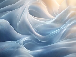 Fototapeta premium Soft, flowing light blue fabric with elegant drapes and gentle waves.