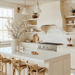 a kitchen at a instagram influencers home that is following the clean girl trend