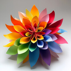 Colorful paper flower arrangement showcasing intricate design and vibrant hues in a creative craft display. Generative AI