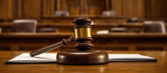 Gavel on Legal Documents in Courtroom