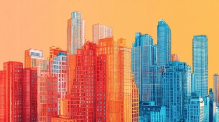 Obraz premium Vibrant Urban Landscape with High Contrast Colors