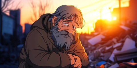 Obraz premium anime poverty 