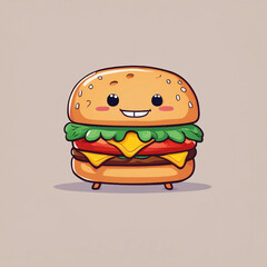 cute burger character illustration