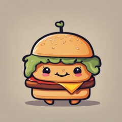 cute burger character illustration
