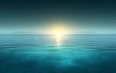 Obraz premium Serene ocean sunset over calm waters.