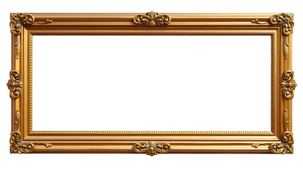Photo of fancy gold frame isolated on transparent background