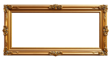 Photo of fancy gold frame isolated on transparent background