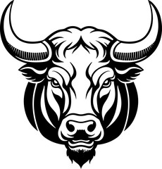 Bull face with horns black Vector illustration.