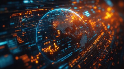 Naklejka premium Global Network Data Visualization Futuristic Technology.