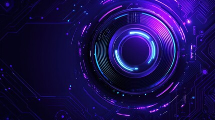 Obraz premium Abstract Futuristic Technology Background: Neon Circuitry and Glowing Interface