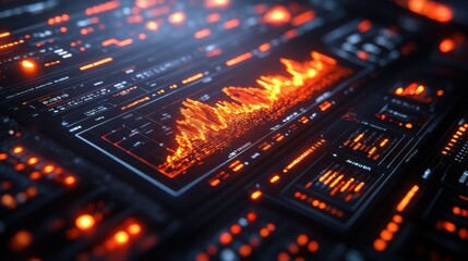 Obraz premium Futuristic Interface Showing Data Analytics Graphs.