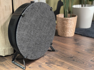 Large gray air purifier in modern room