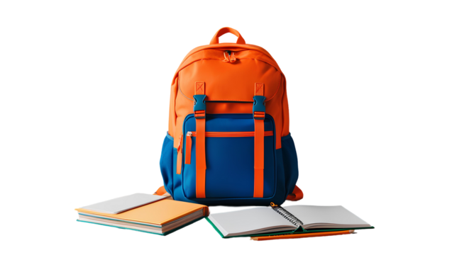 Photo of Orange School, College, University bag isolated on transparent background
