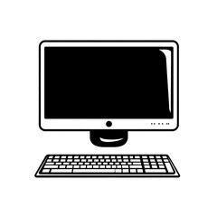 Sleek computer icon featuring minimalist monitor and keyboard design, perfect for modern digital environments and tech related projects