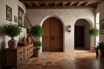 Fototapeta premium Sunlit rustic interior large blank