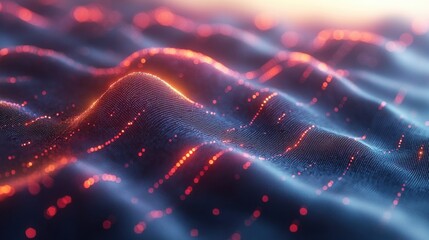 Abstract glowing particle wave background.