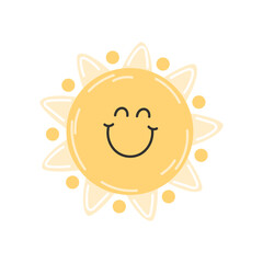 Bright Cartoon Sun with a Happy Face