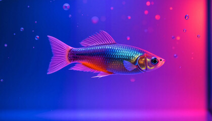 Fototapeta premium Colorful fish swimming in vibrant underwater background