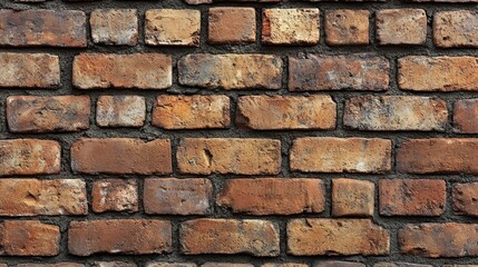 Obraz premium A textured wall made of red and brown bricks, showcasing a rustic appearance.