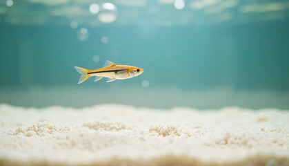 Single fish swimming in clear water