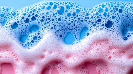 Colorful soap bubbles create a mesmerizing pattern against a blue background