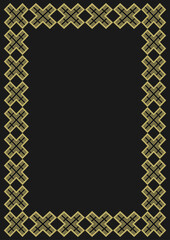 Obraz premium Golden ornamented frame A4 size on a black background. Version 9. Vector illustration
