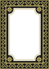 Obraz premium Golden ornamented frame A4 size on a black background. Version 12. Vector illustration