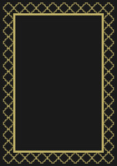 Golden ornamented frame A4 size on a black background. Version 2. Vector illustration