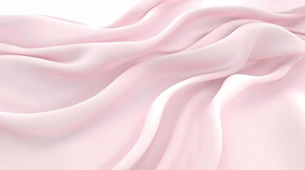 Obraz premium Draped Pink Fabric, Soft Waves, Elegant Texture, White Background, Ideal for Fashion or Beauty Designs.