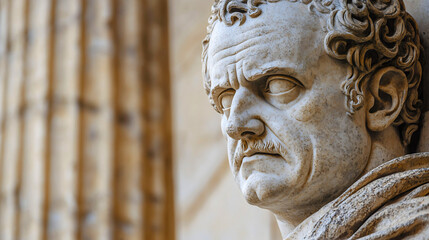 A statue made of pure marble, of ancient origin, representing the silhouette of an important figure, located in Rome.