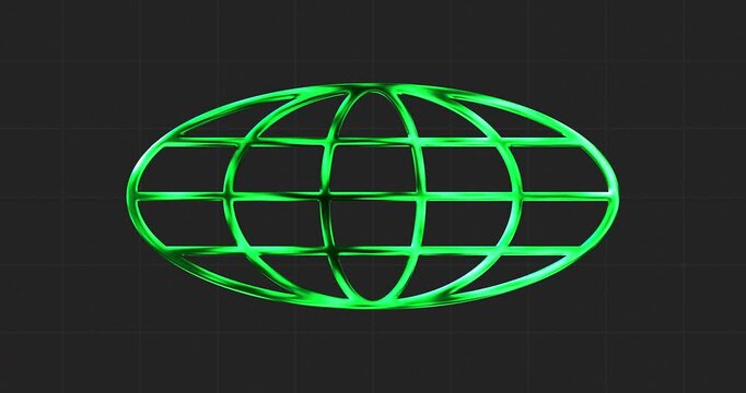 Globe gride in green chrome with black background. y2k aesthetics