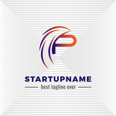 Modern vortex logo design combined with initial letter p