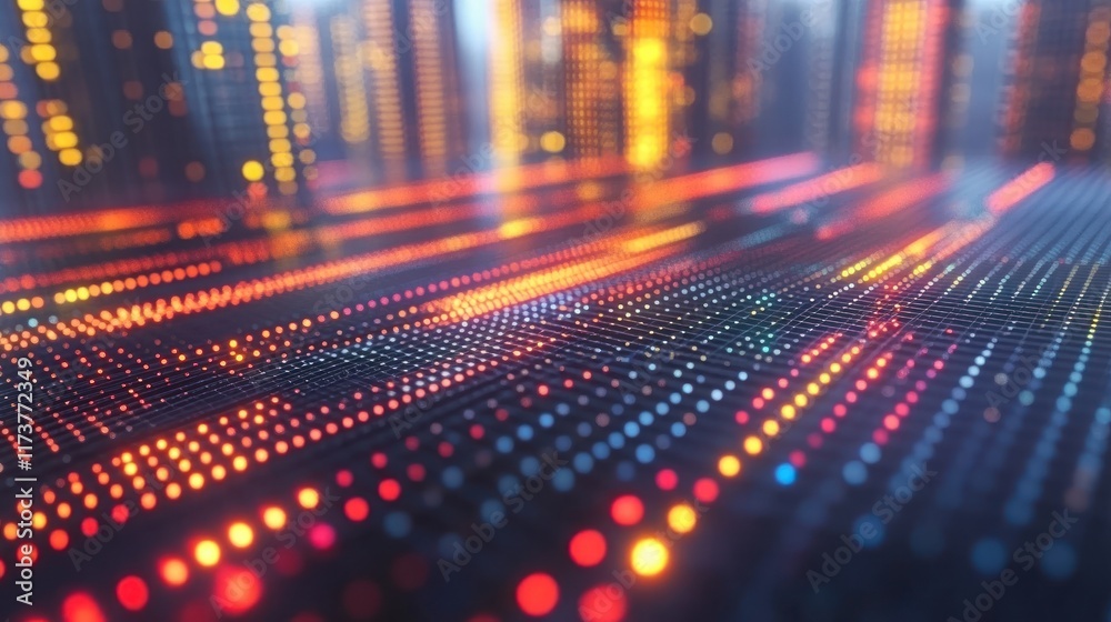 Poster abstract digital grid with glowing dots and lines. perfect for technology backgrounds website header