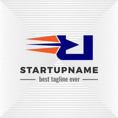 Speed arrow logo design combined with initial letter U
